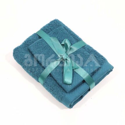 პირსახოცი 50*90 + 30*30 სმ ფირუზისფერი