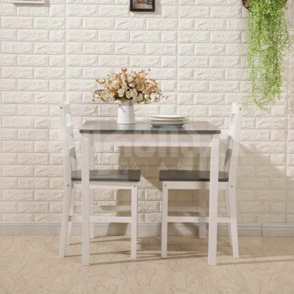 მაგიდა 2 სკამით 75*75*73 თეთრი, ნაცრისფერი