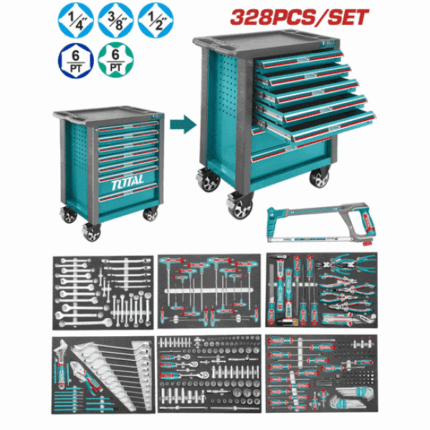 TOTAL THPTCS73281 (328PCS) 7 უჯრიანი ურიკა ინსტრუმენტებით